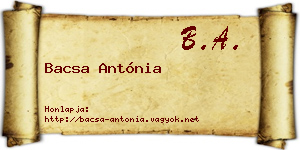 Bacsa Antónia névjegykártya